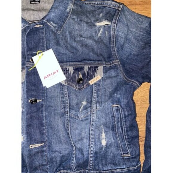 NWT ARIAT WOMEN'S CHIMAYO AZTEC & BURBANK DENIM JACKET MEDIUM - Picture 3 of 6
